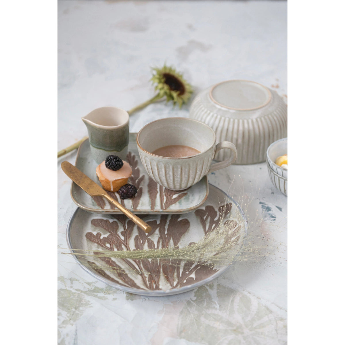 Creative Co-op Creative Co-op Stoneware Pleated Mug - Little Miss Muffin Children & Home